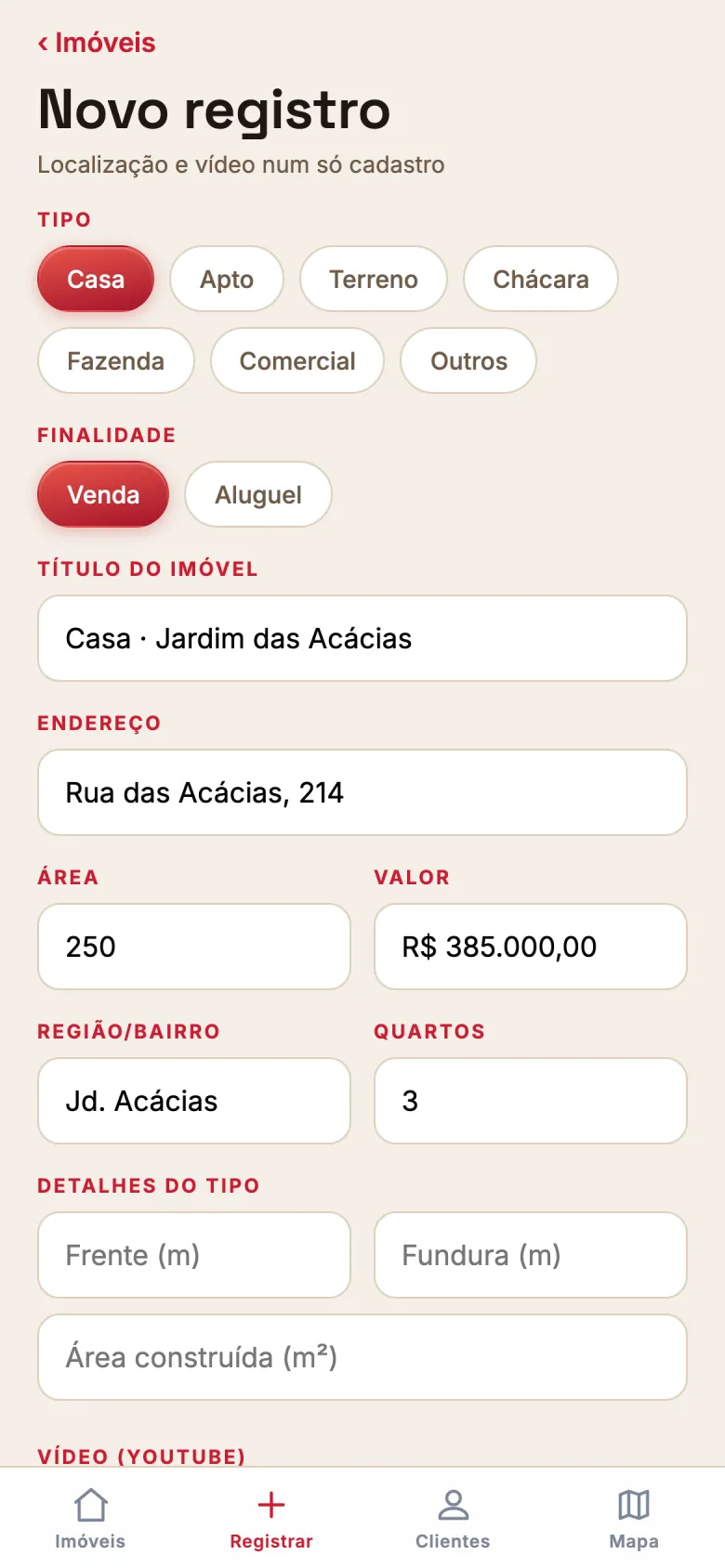 App ili, novo registro: Casa Jardim das Acácias, Rua das Acácias 214, 250 m², R$ 385.000,00, 3 quartos